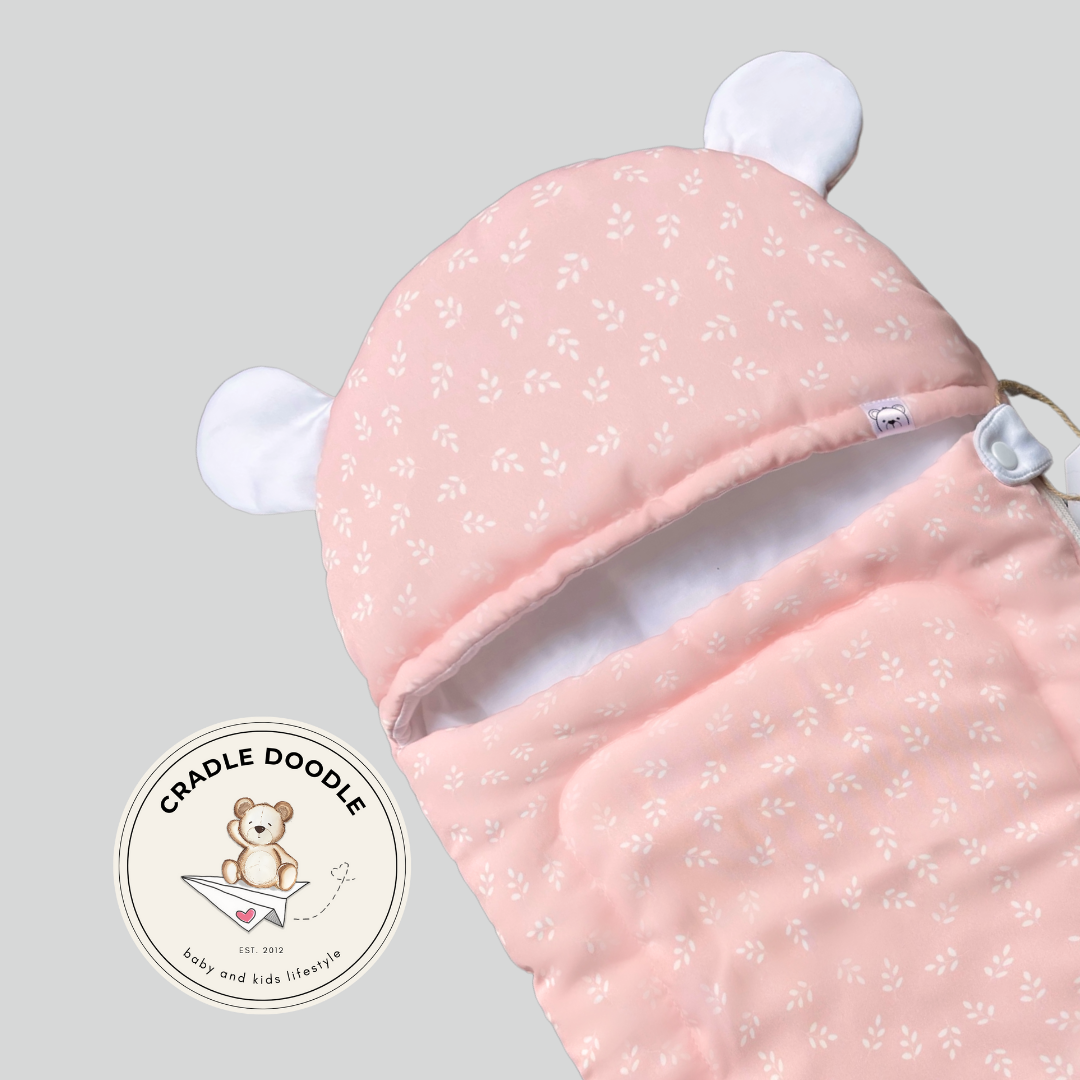 Hoodie Bear Cocoon - Pink Leaf