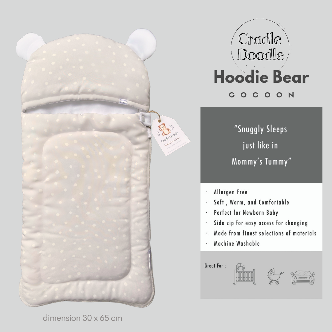 Hoodie Bear Cocoon - Polka Grey