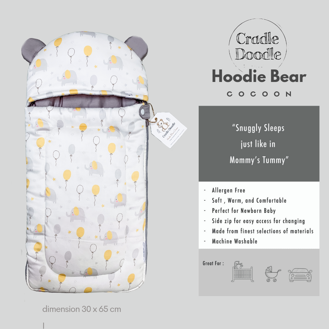 Hoodie Bear Cocoon - Elephant yellow