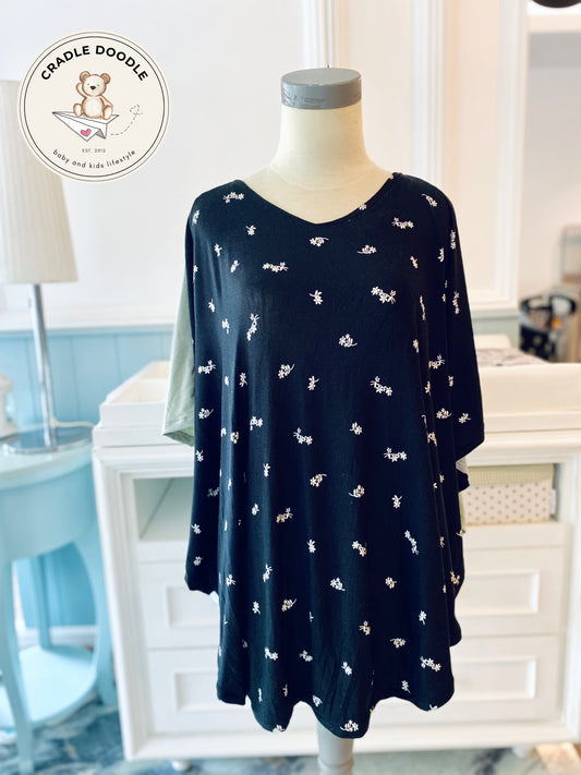 Nursing Cover Poncho_Black Daisy