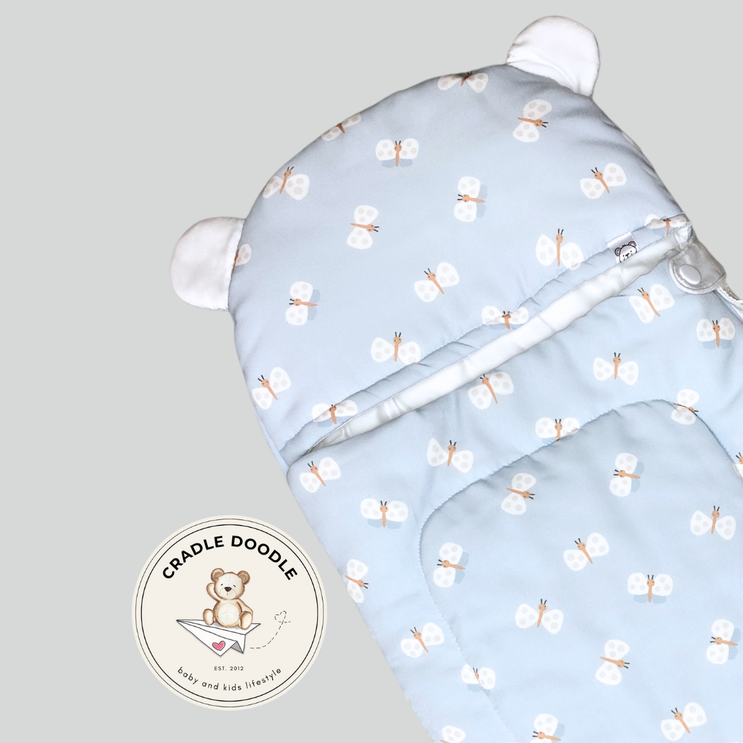 Hoodie Bear Cocoon - Blue Butterfly