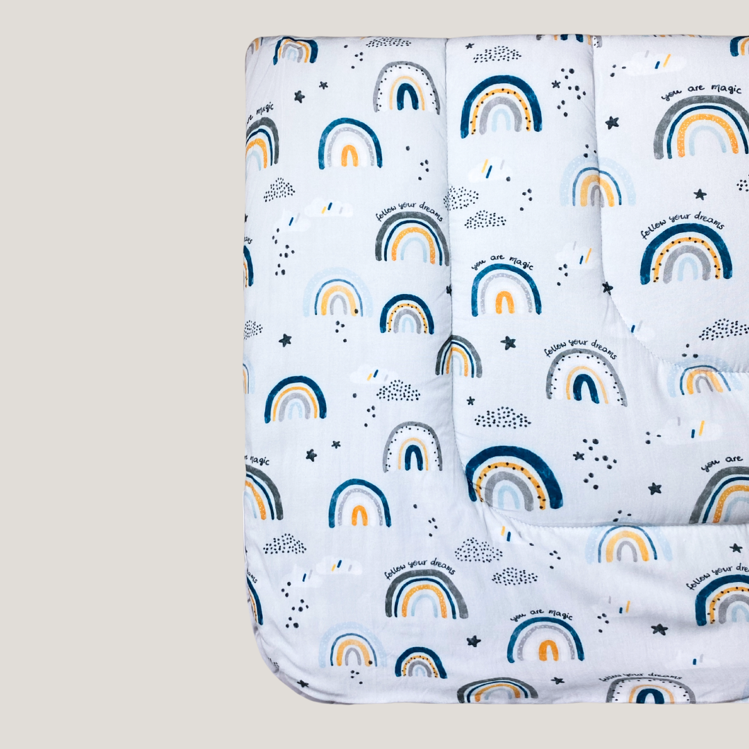 Blue Grey Rainbow Blanket