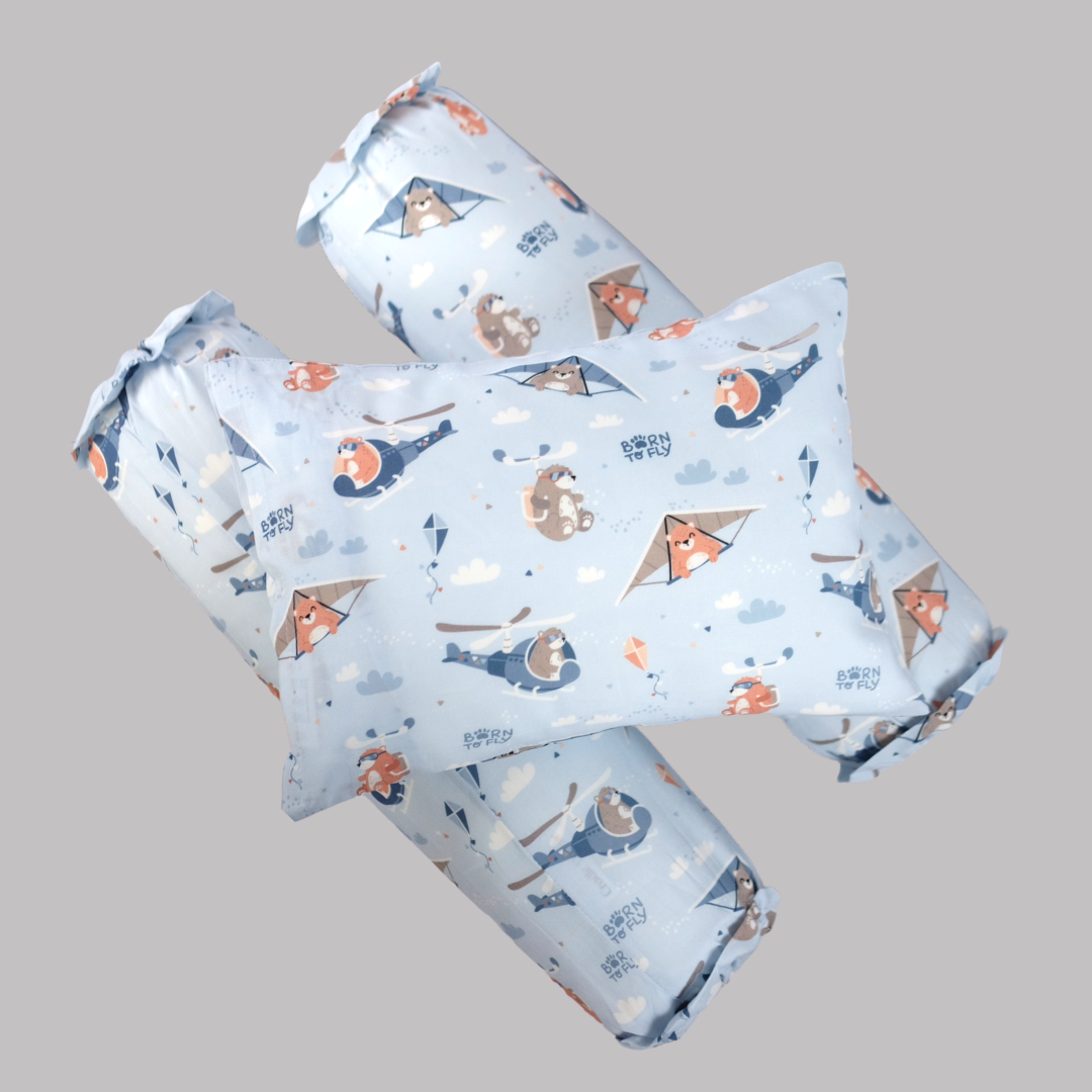 Born To Fly Cover Pillow in Blue