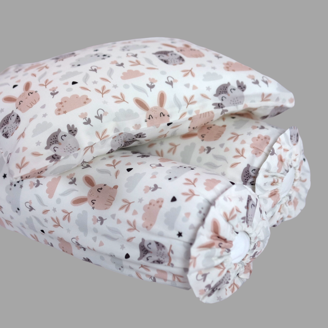Bunny Owl Cover Pillow in Grey