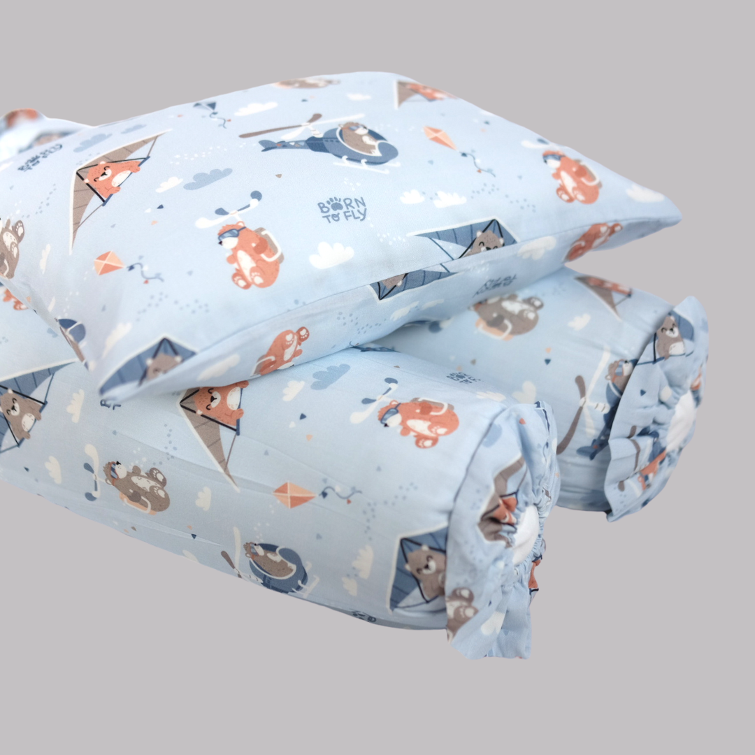 Born To Fly Cover Pillow in Blue