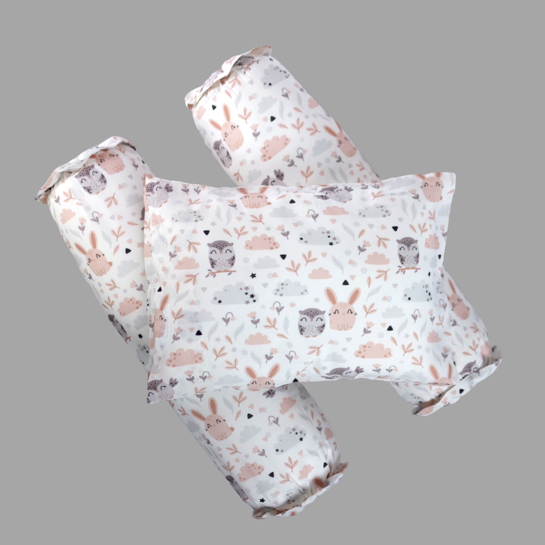 Bunny Owl Cover Pillow in Grey