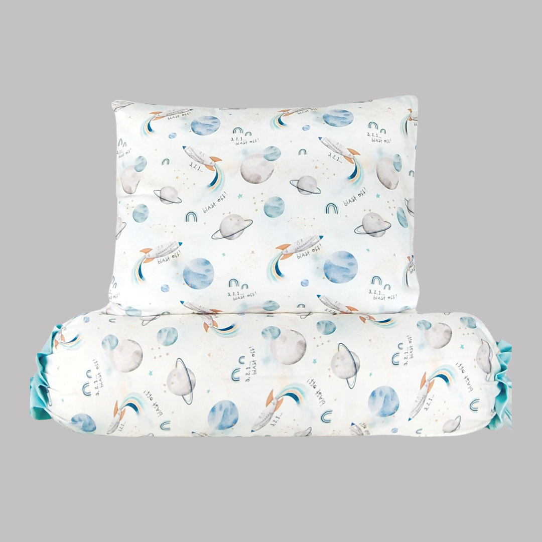 Blast-Off Cover Pillow in White