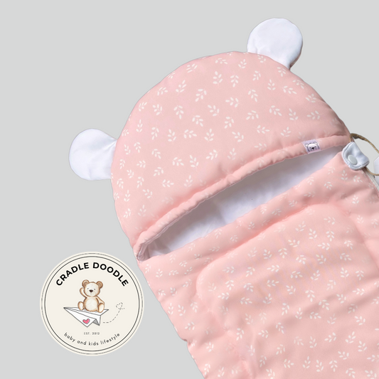 Hoodie Bear Cocoon - Pink Leaf