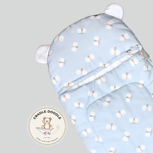 Hoodie Bear Cocoon - Blue Butterfly