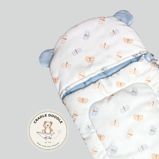 Hoodie Bear Cocoon - White Butterfly
