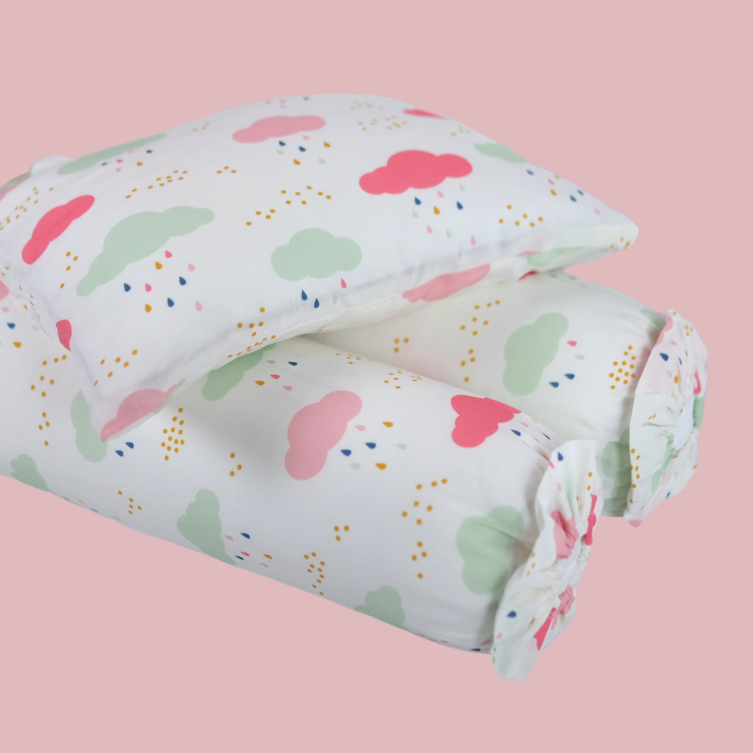 Rainy Cloud Cover Pillow in Pink