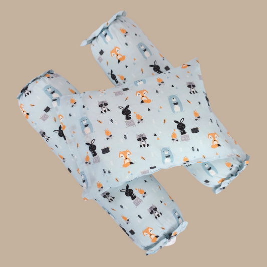 Scandy Woodland Cover Pillow in Blue