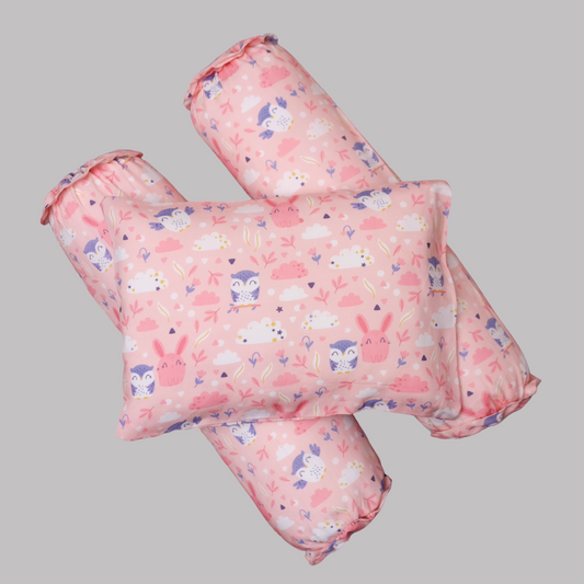 Bunny Owl Cover Pillow in Pink